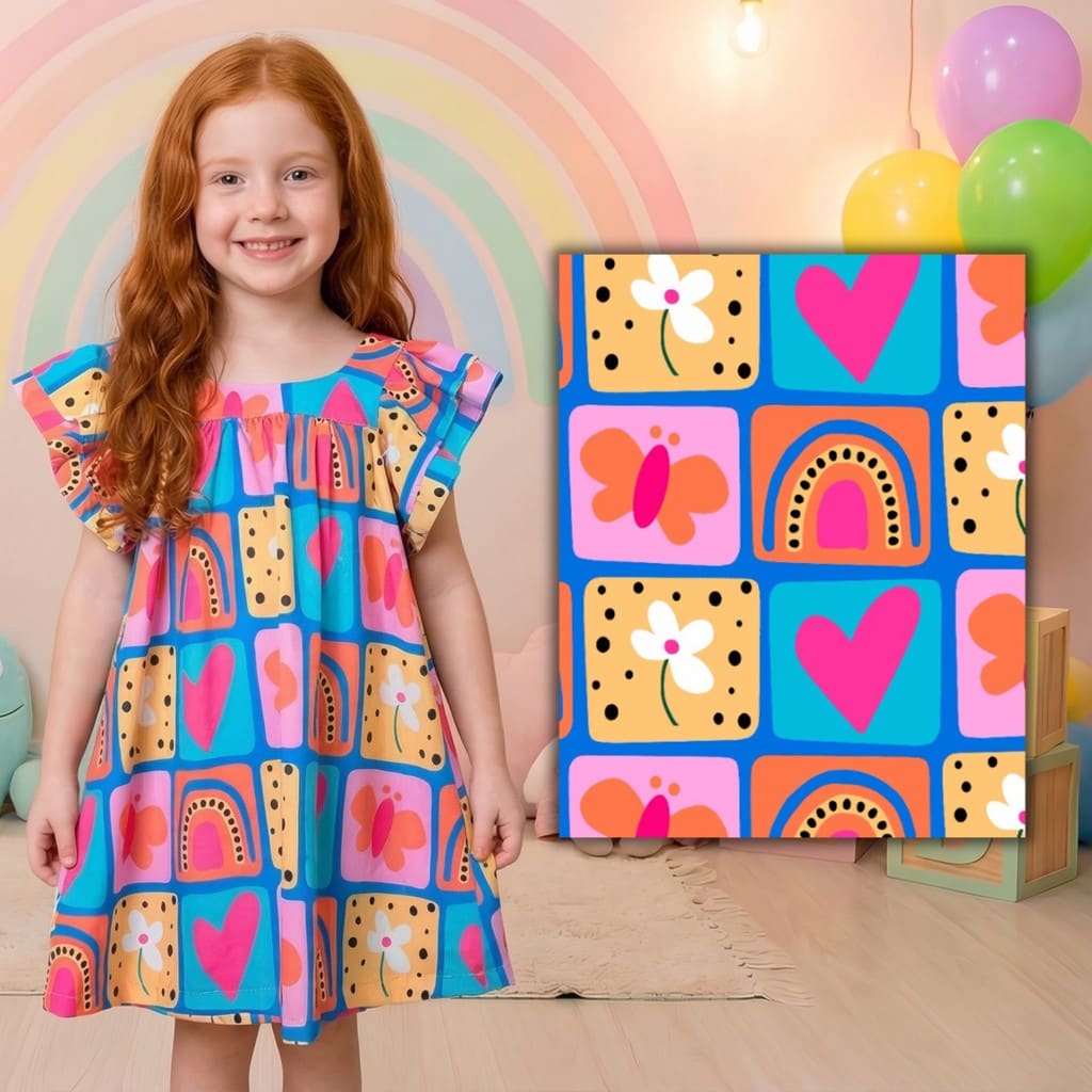 Vestido Criança Soltinho Estampa Colorida Casual